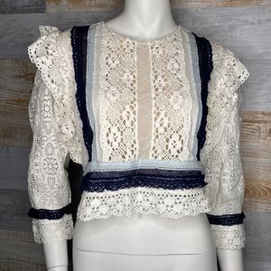 Anthropologie Love Sam Scarlet Lace Crop Top S